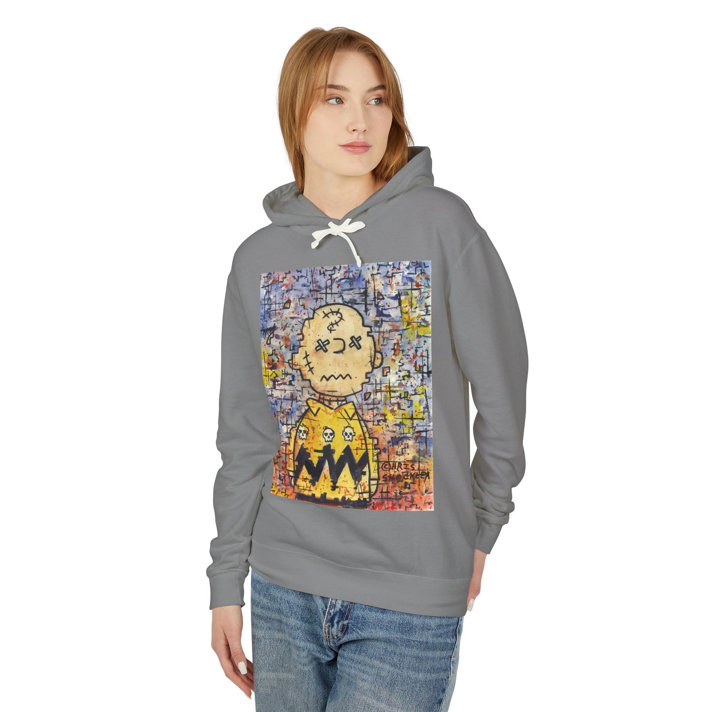Stitchy Glitchy Brown - Lightweight Hoodie