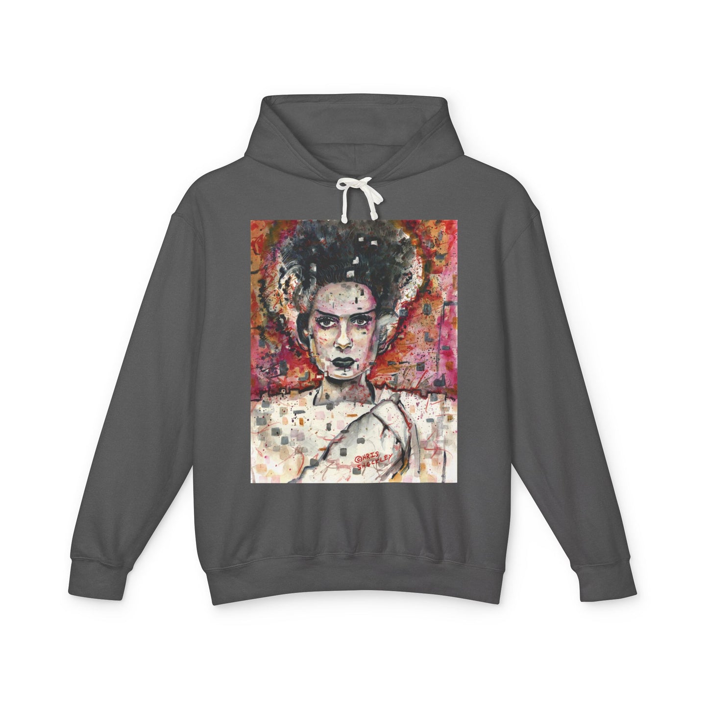 Glitch Bride Lightweight Hooded Sweatshirt - Bride of Frankenstein Design