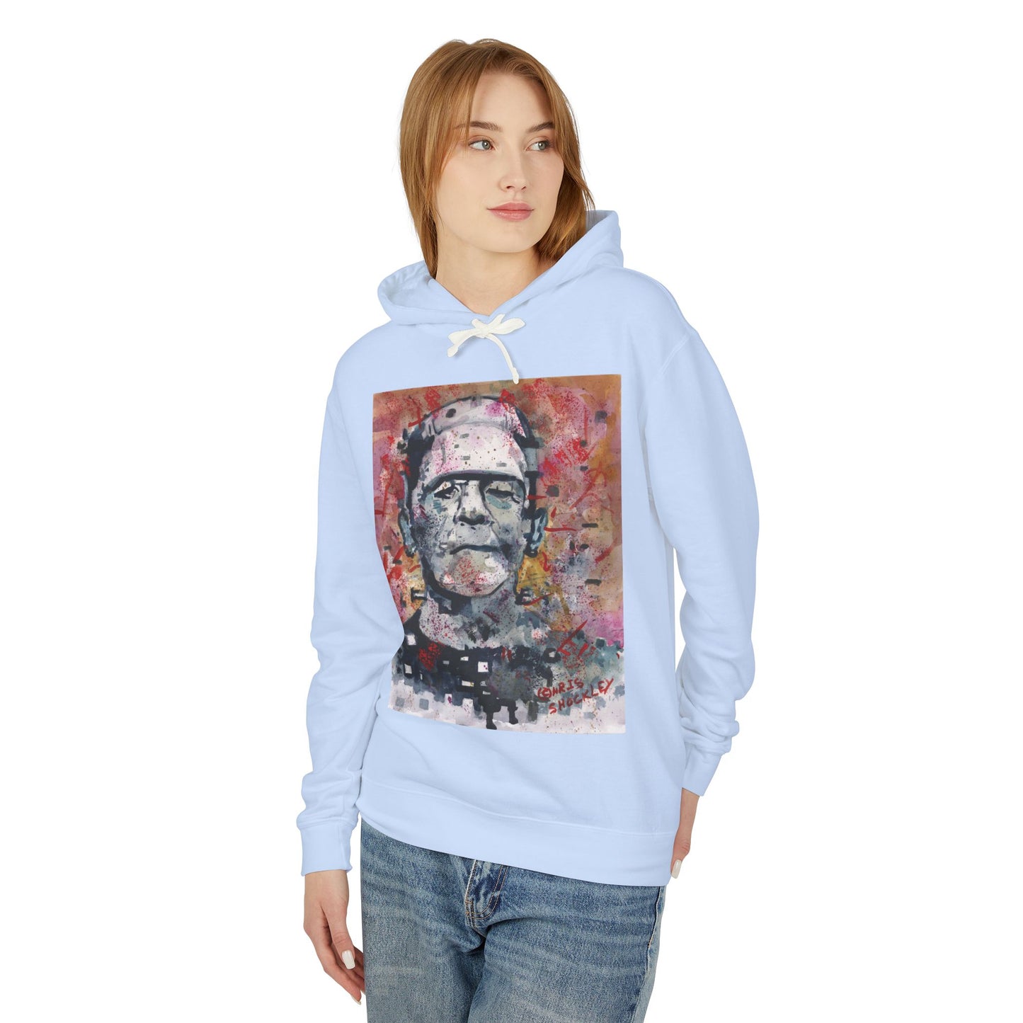 Glitch Monster (Frankenstein) Graphic Lightweight Hoodie for Horror Fans
