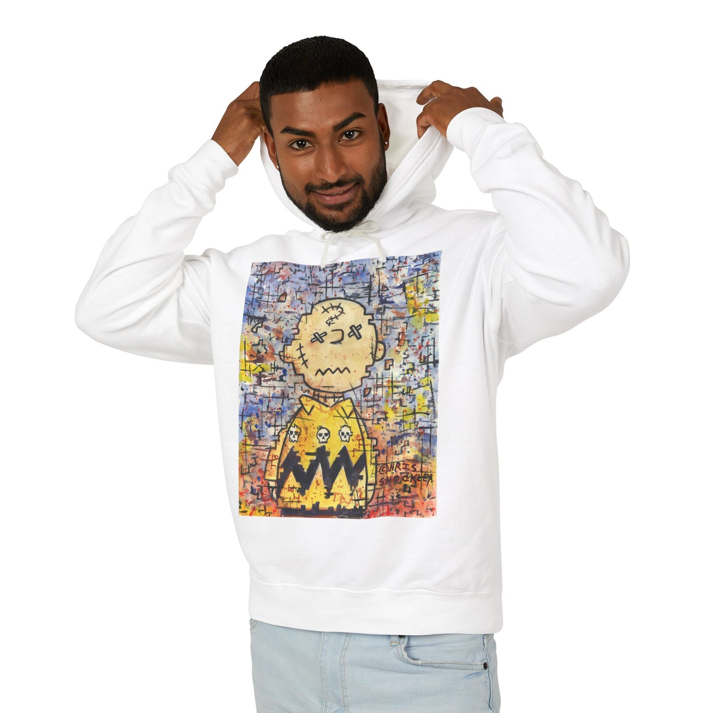 Stitchy Glitchy Brown - Lightweight Hoodie