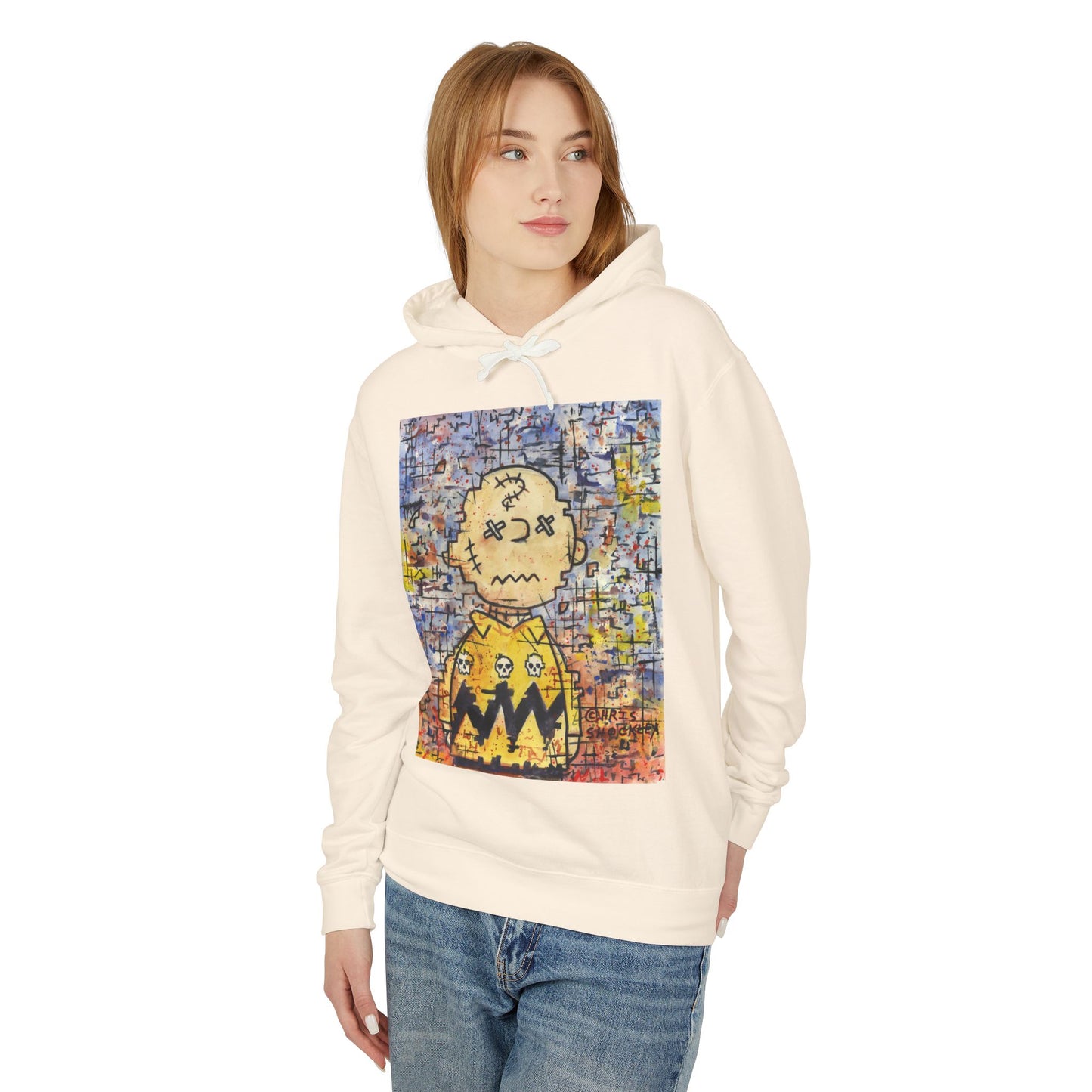 Stitchy Glitchy Brown - Lightweight Hoodie