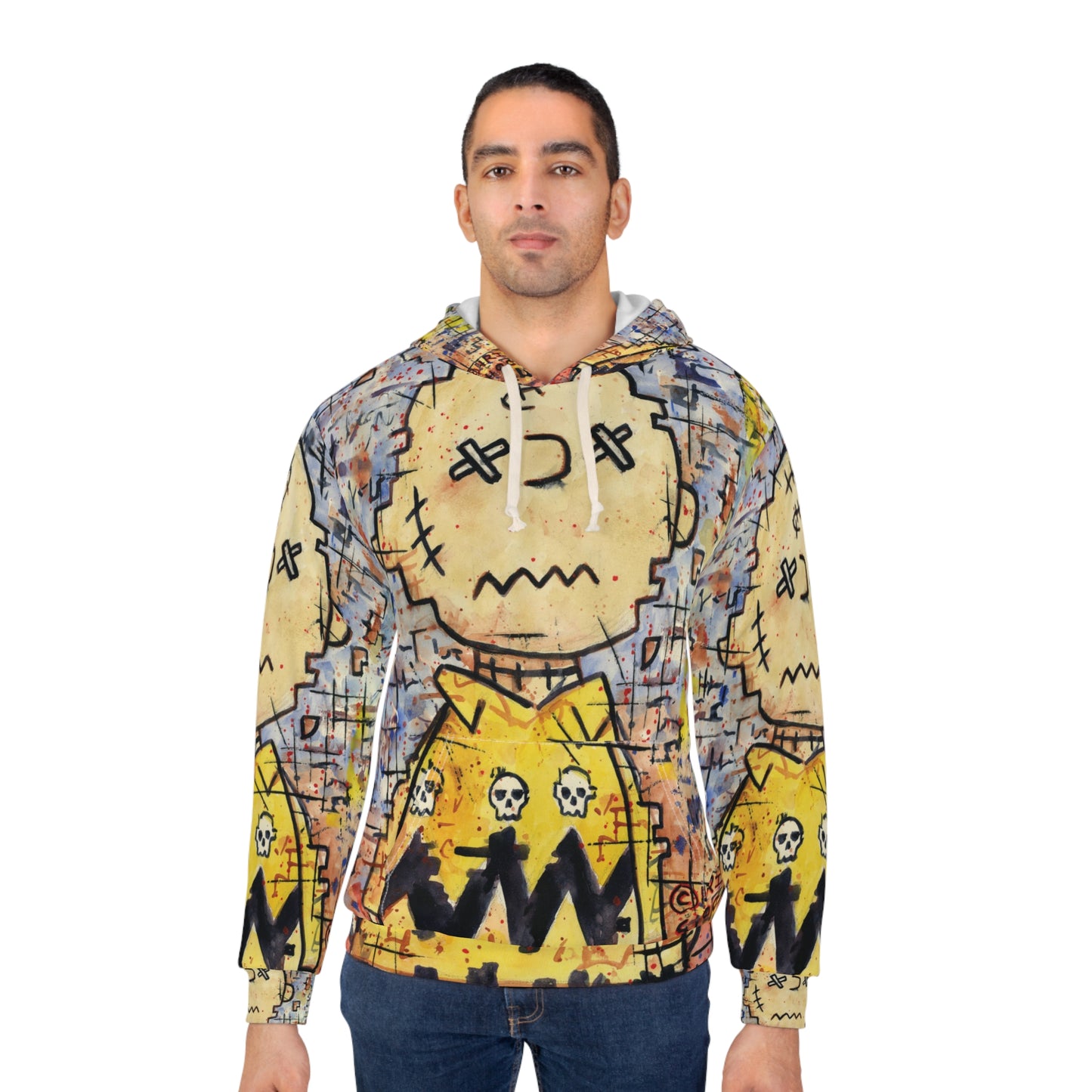 Stitchy Glitchy Brown - Graphic Unisex Pullover Hoodie