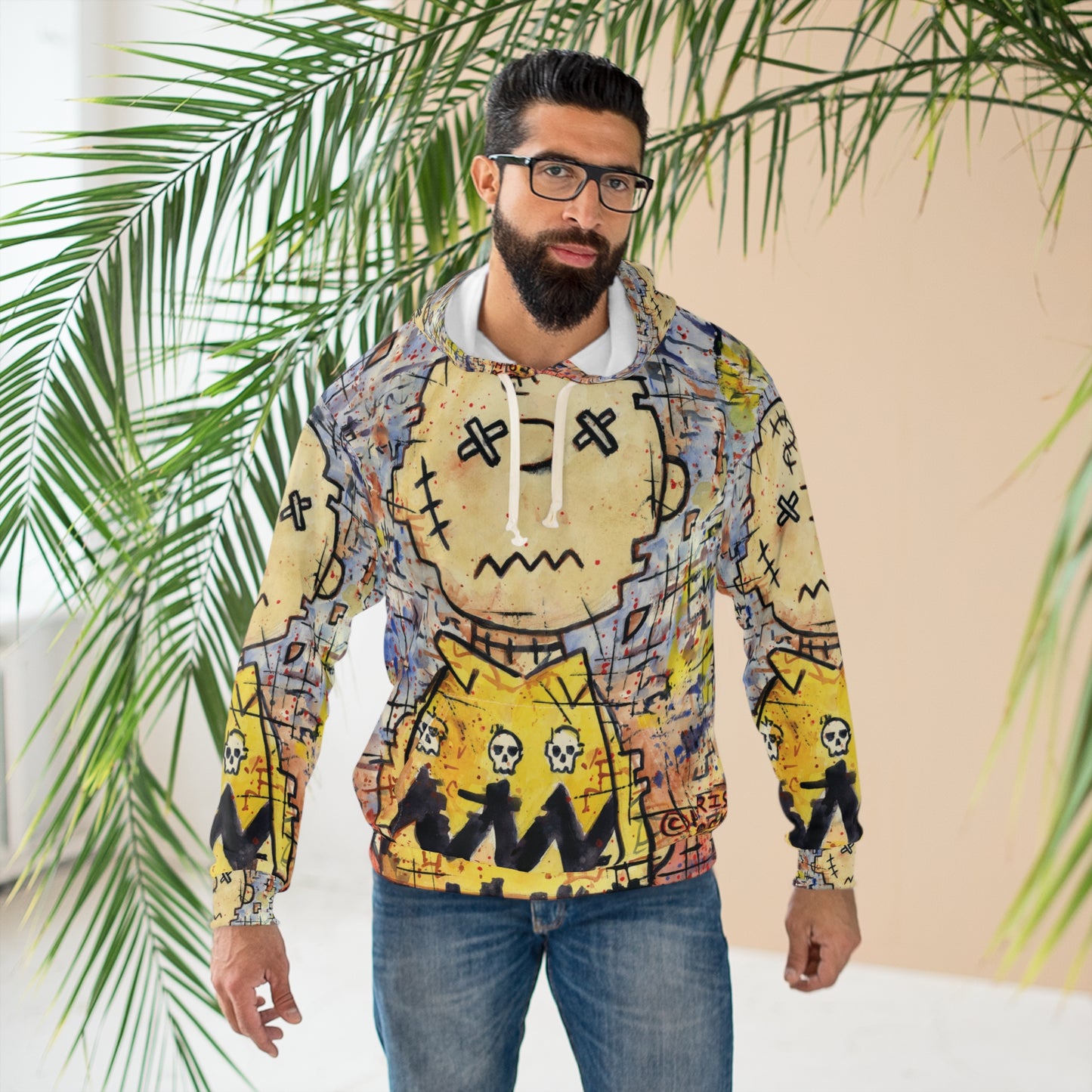 Stitchy Glitchy Brown - Graphic Unisex Pullover Hoodie