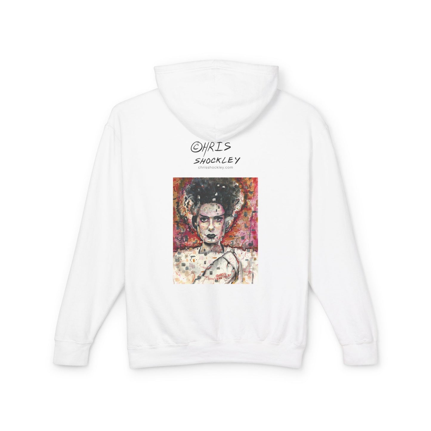 Glitch Bride Lightweight Hooded Sweatshirt - Bride of Frankenstein Design