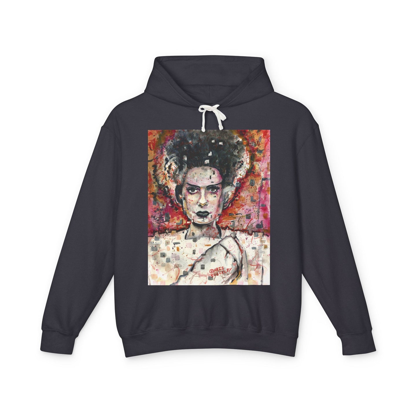 Glitch Bride Lightweight Hooded Sweatshirt - Bride of Frankenstein Design