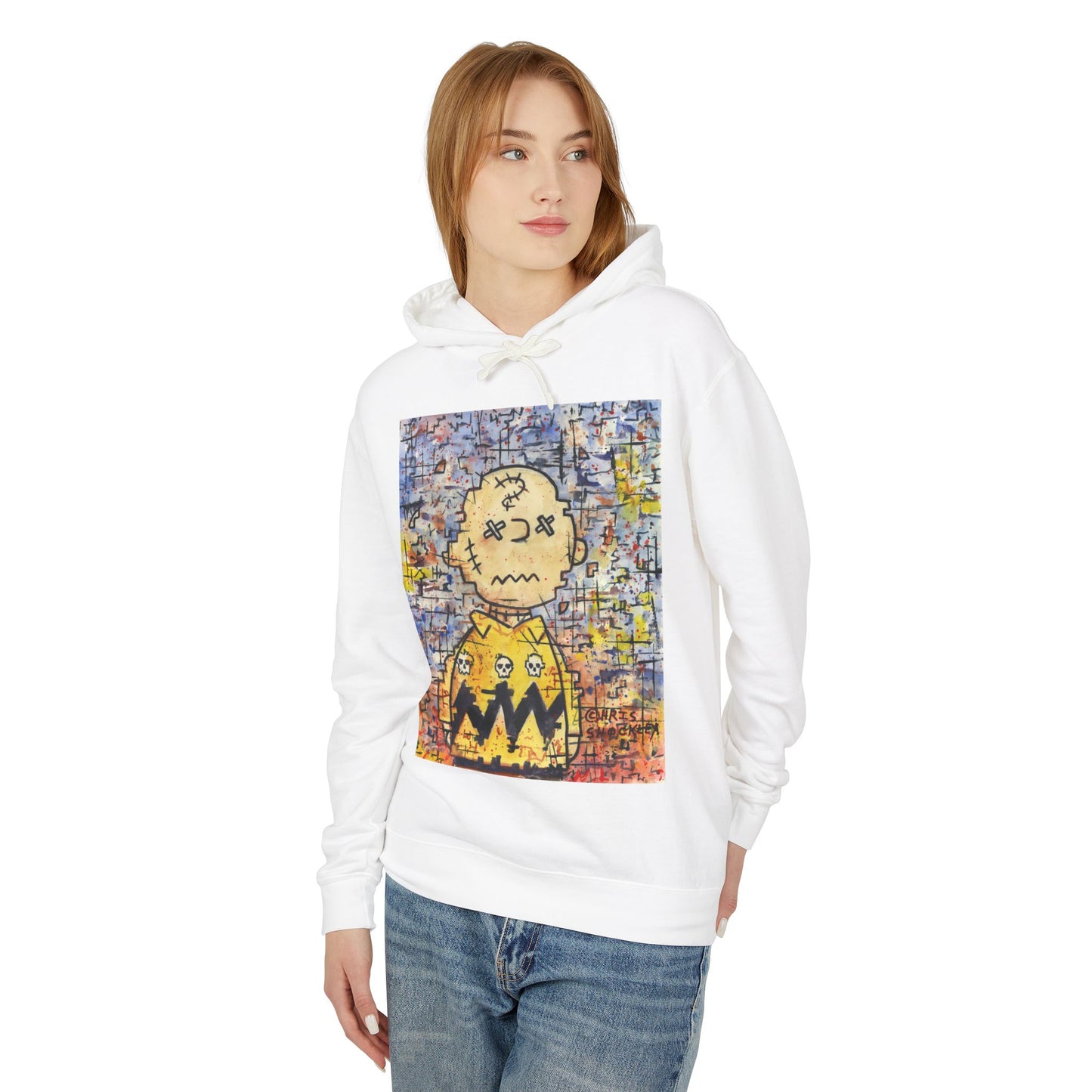 Stitchy Glitchy Brown - Lightweight Hoodie