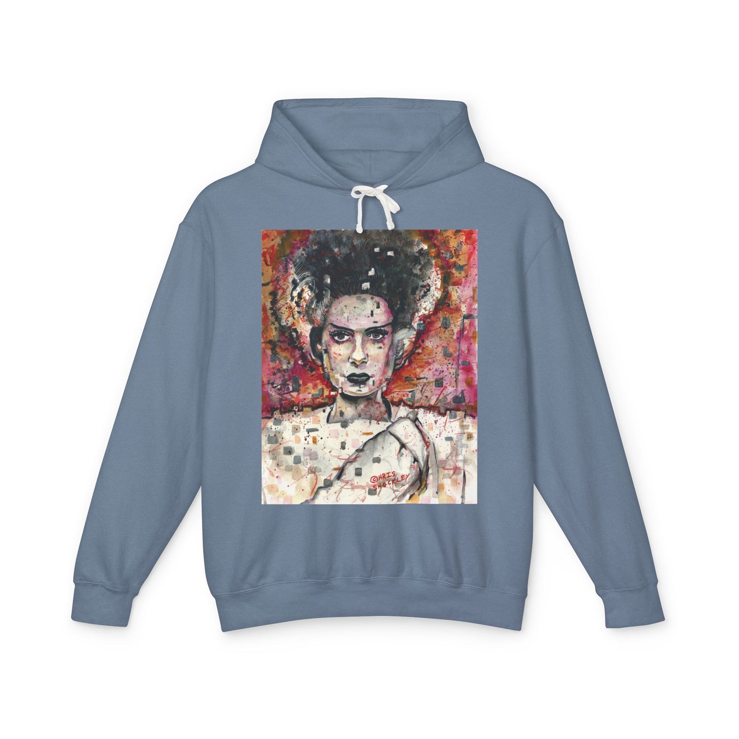 Glitch Bride Lightweight Hooded Sweatshirt - Bride of Frankenstein Design