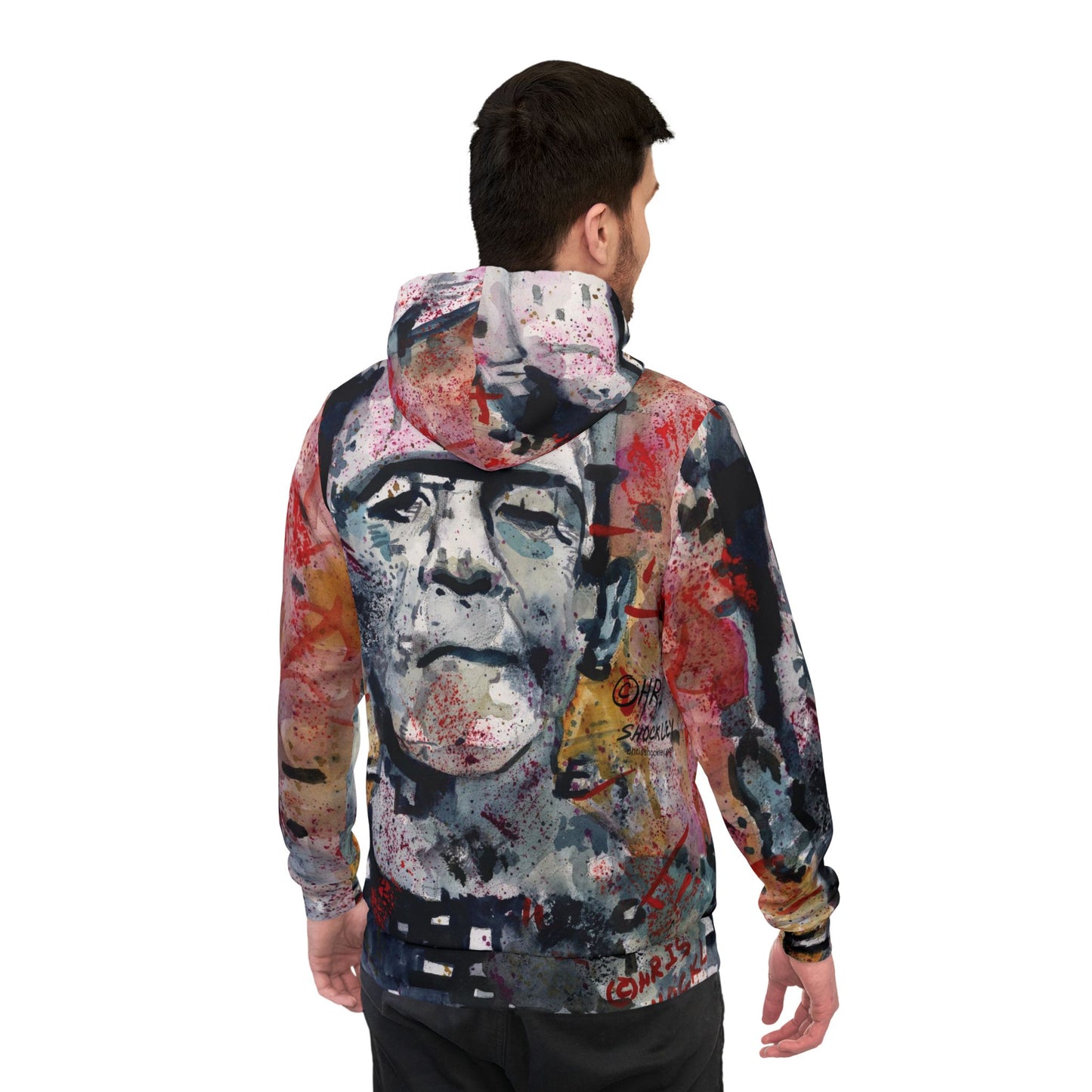 Glitch Monster Athletic Hoodie - Unique Frankenstein Design for Halloween Lovers