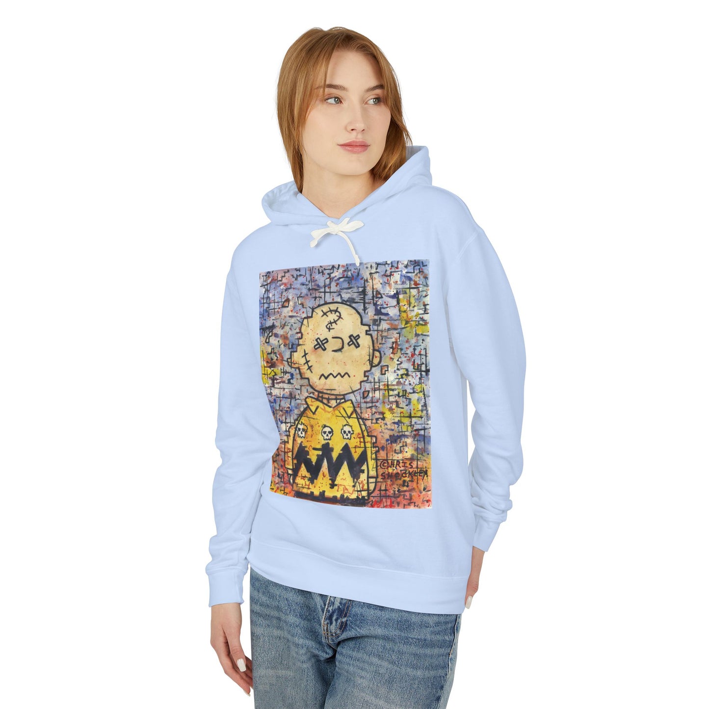 Stitchy Glitchy Brown - Lightweight Hoodie