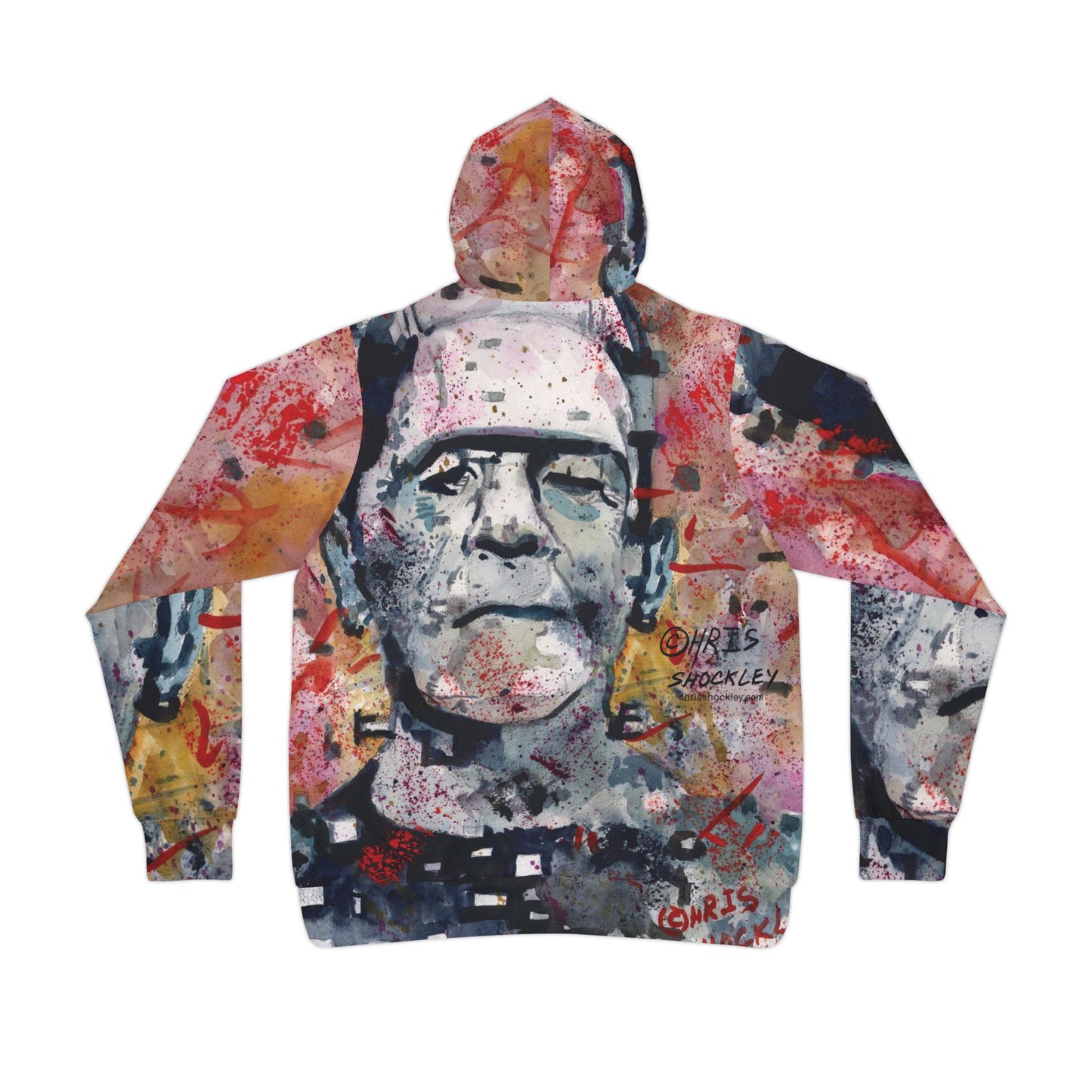 Glitch Monster Athletic Hoodie - Unique Frankenstein Design for Halloween Lovers