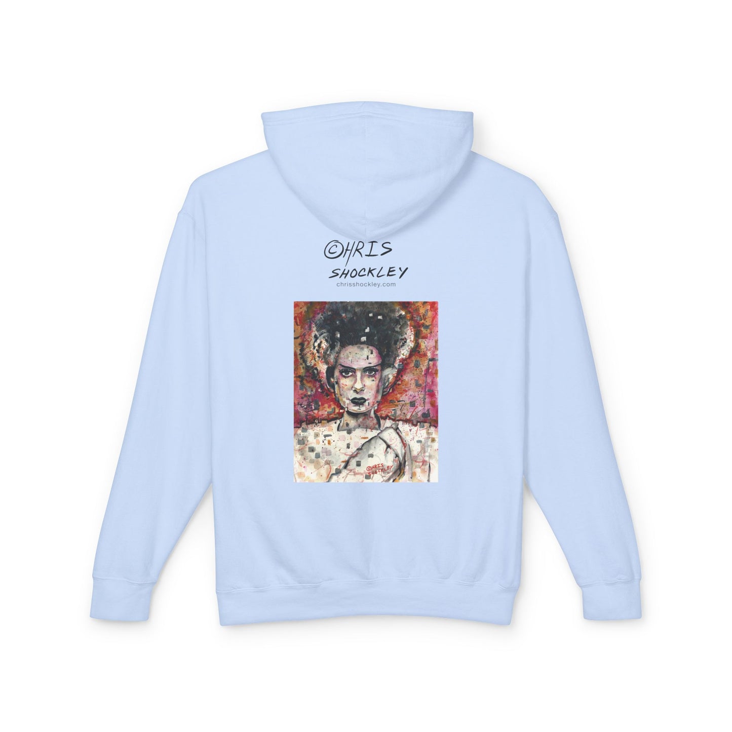 Glitch Bride Lightweight Hooded Sweatshirt - Bride of Frankenstein Design