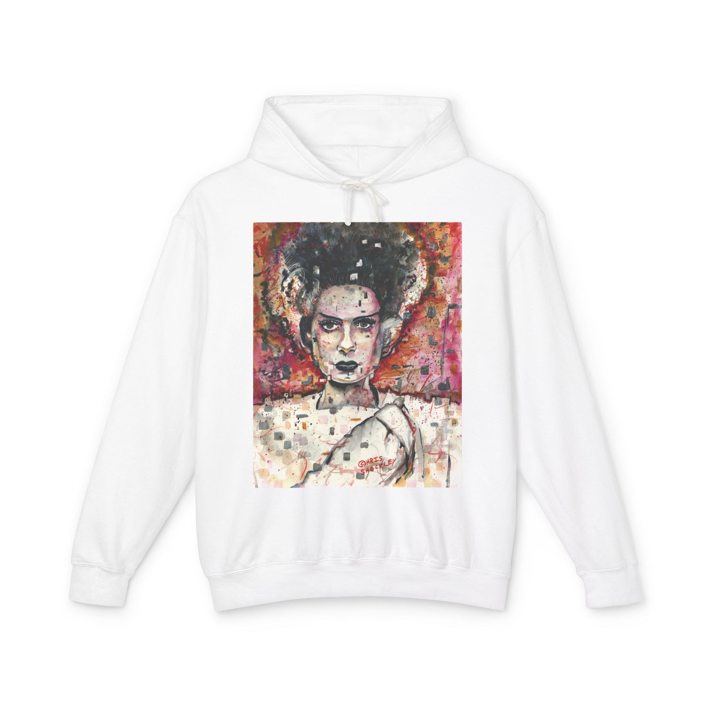 Glitch Bride Lightweight Hooded Sweatshirt - Bride of Frankenstein Design