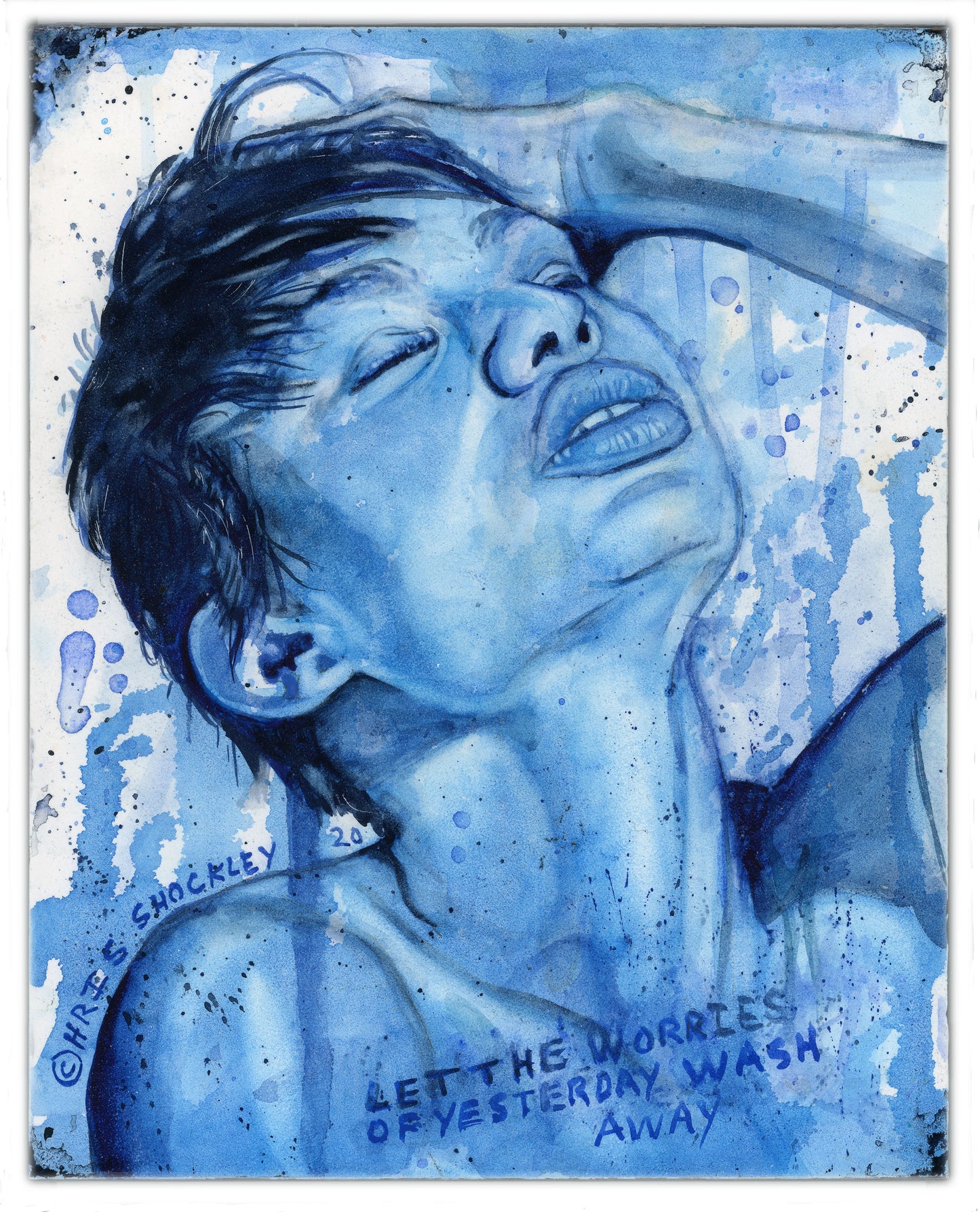 8"x10" framed original painting: "Let the Worries of Yesterday Wash Away"