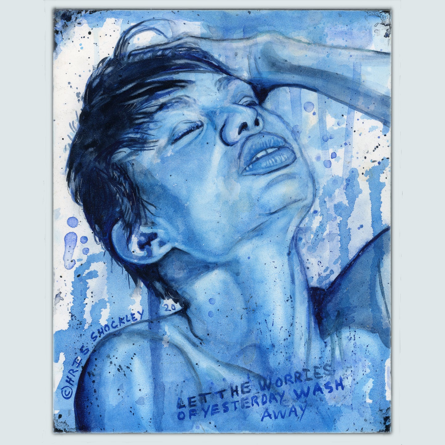 8"x10" framed original painting: "Let the Worries of Yesterday Wash Away"