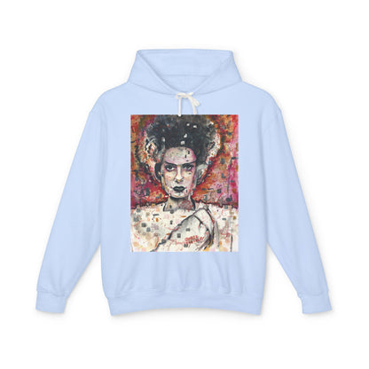 Glitch Bride Lightweight Hooded Sweatshirt - Bride of Frankenstein Design