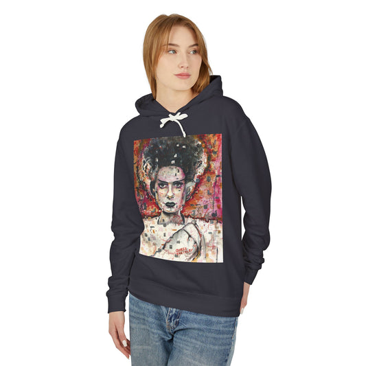 Glitch Bride Lightweight Hooded Sweatshirt - Bride of Frankenstein Design