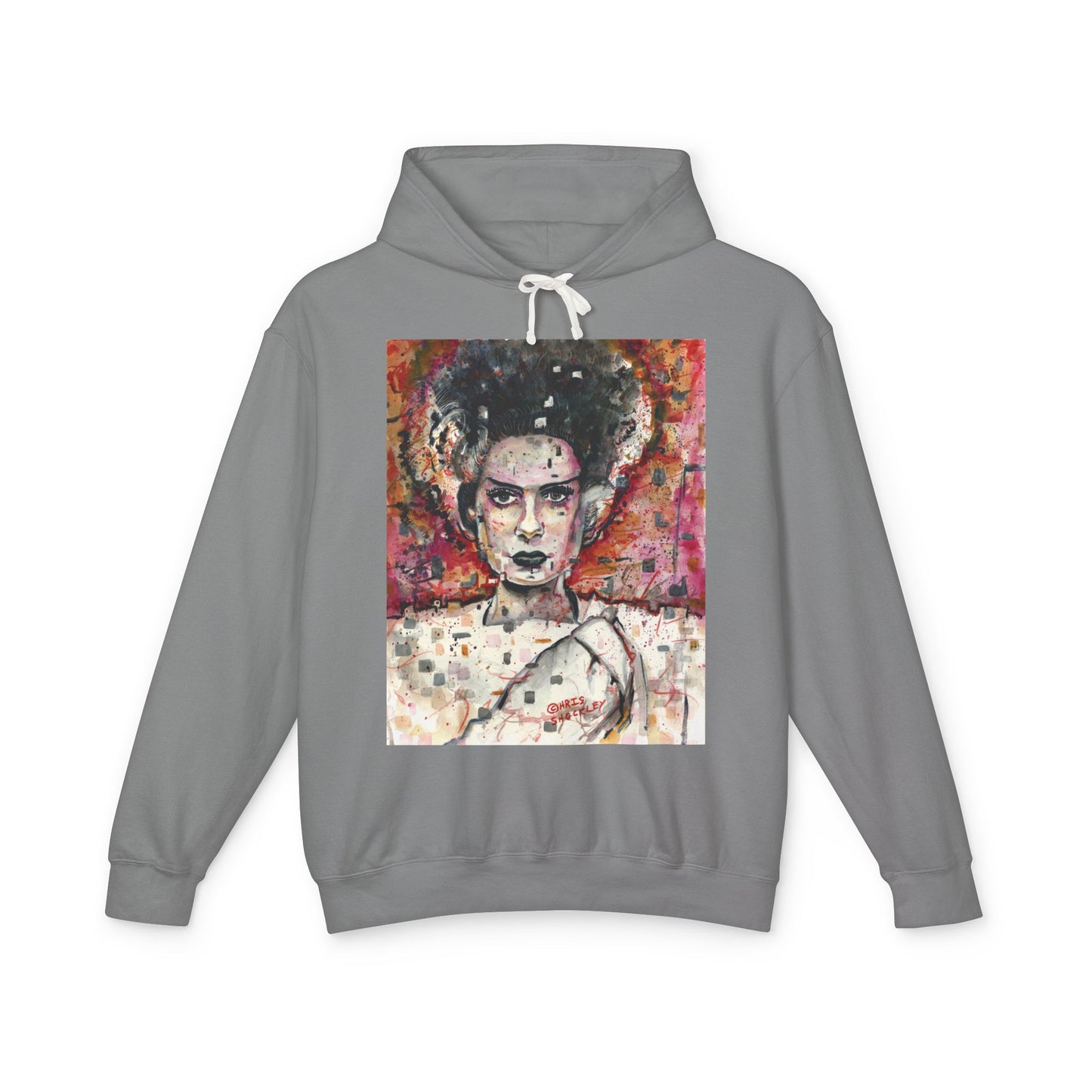 Glitch Bride Lightweight Hooded Sweatshirt - Bride of Frankenstein Design