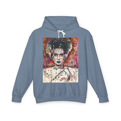 Glitch Bride Lightweight Hooded Sweatshirt - Bride of Frankenstein Design