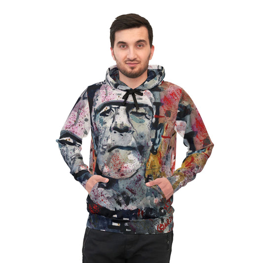 Glitch Monster Athletic Hoodie - Unique Frankenstein Design for Halloween Lovers