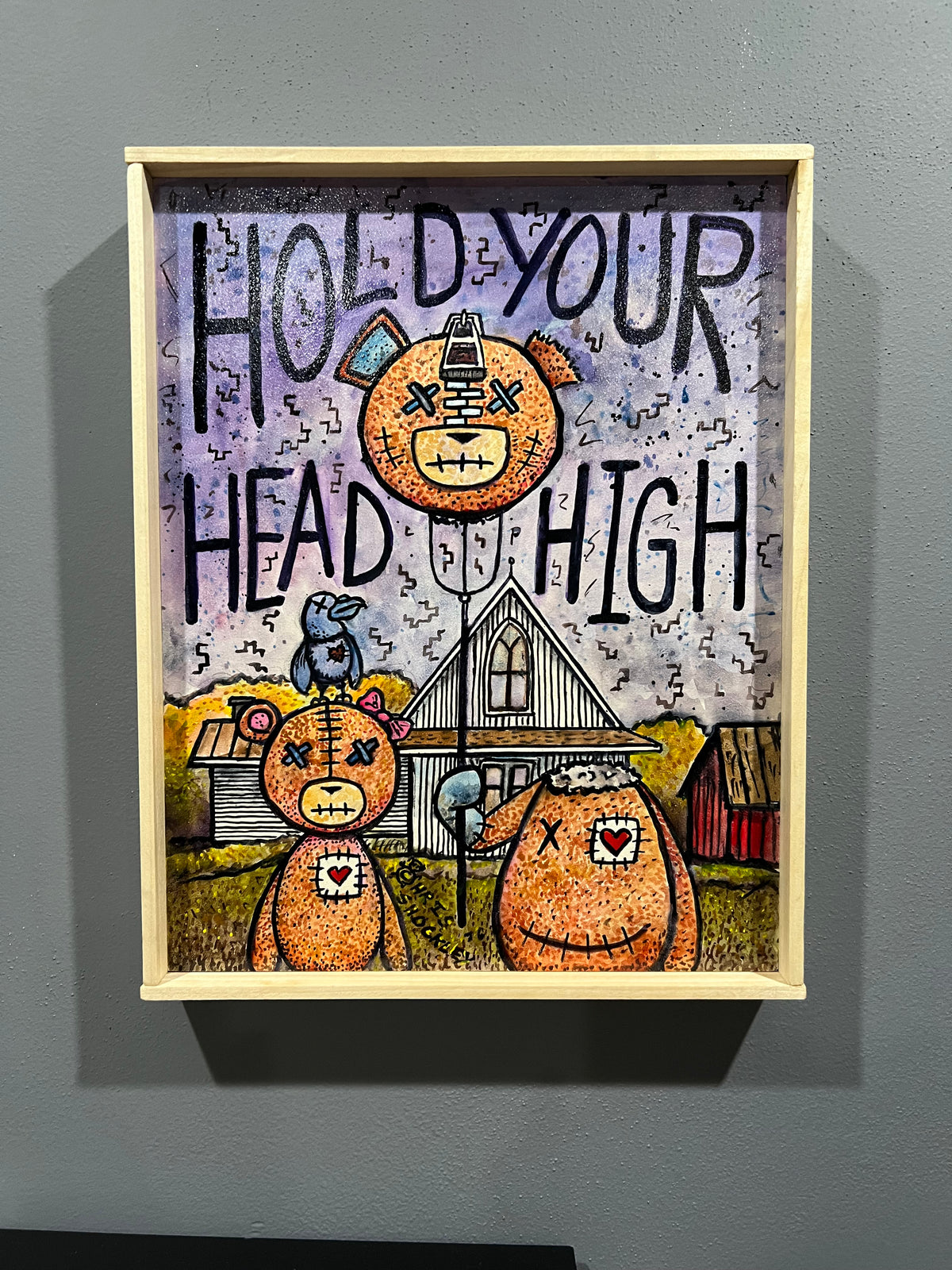 Hold Your Head High -Threadgar Alan Sew, American Gothic - original painting