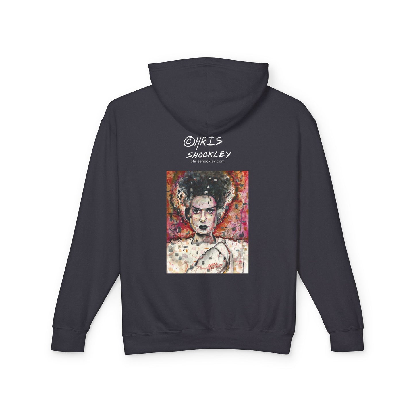 Glitch Bride Lightweight Hooded Sweatshirt - Bride of Frankenstein Design