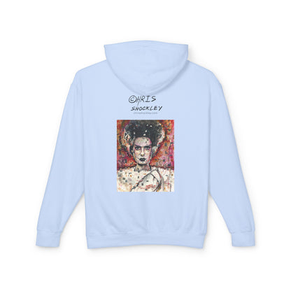Glitch Bride Lightweight Hooded Sweatshirt - Bride of Frankenstein Design