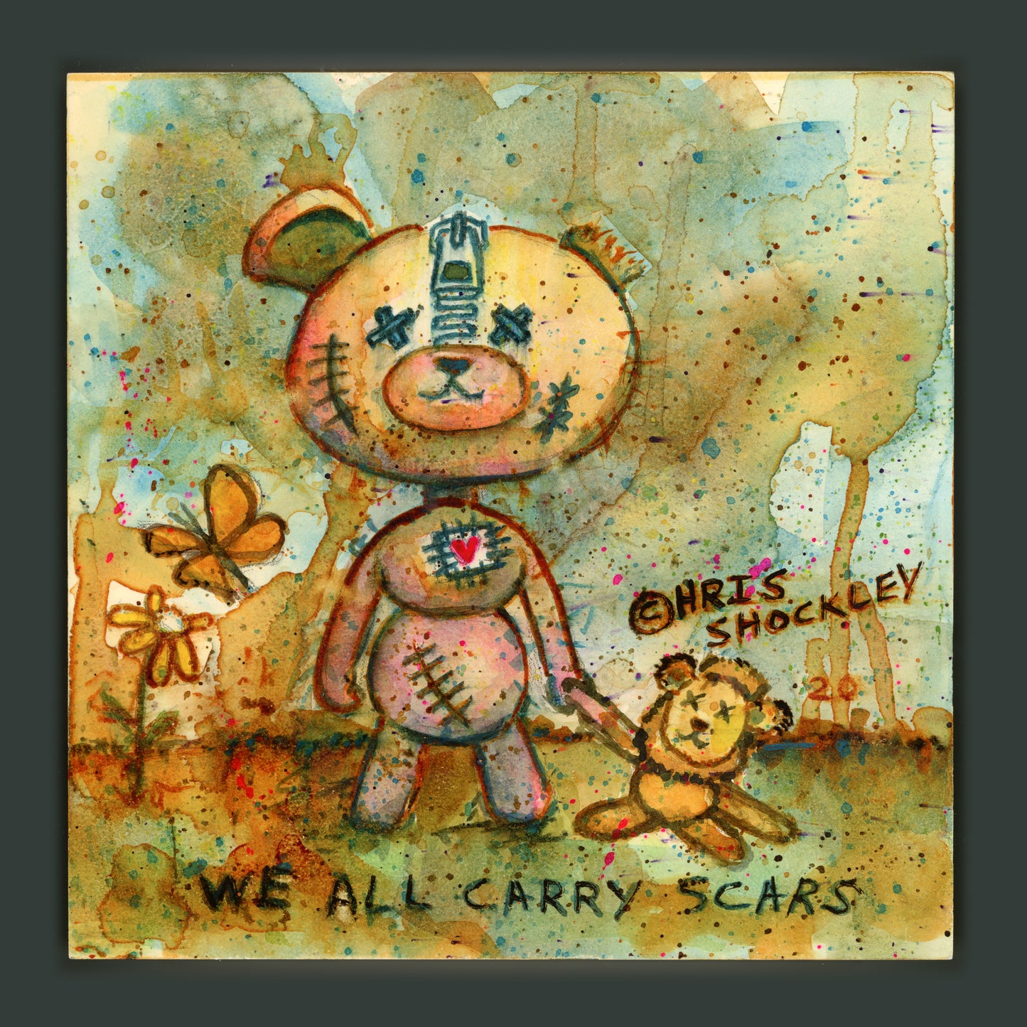 8"x8" original painting: "We All Carry Scars"
